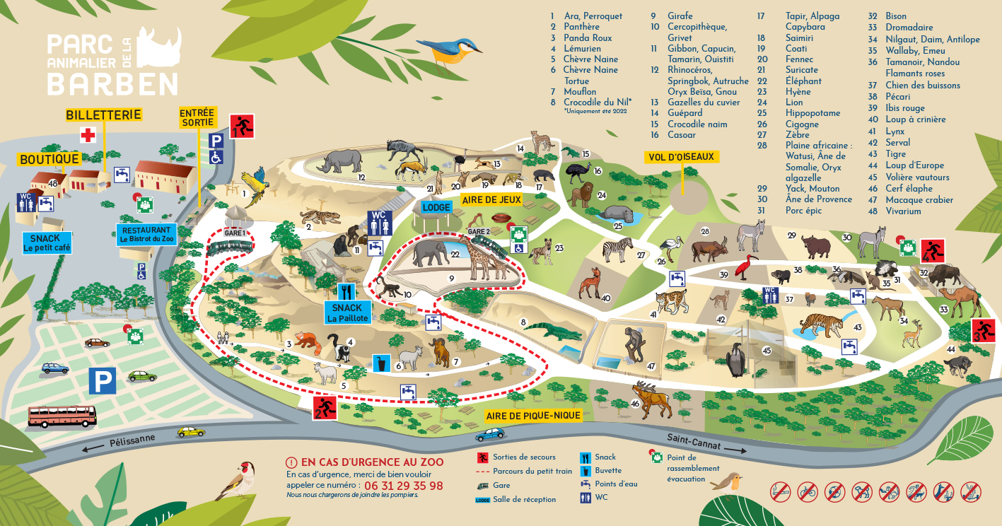 Plan du Zoo Parc animalier de la Barben